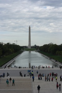 View from the Lincoln Memorial up to the Washington Memorial