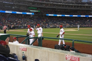 Nationals players warming up....very close!