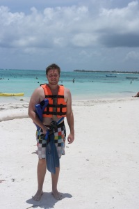 Curt in his snorkel gear at Akumal Beach
